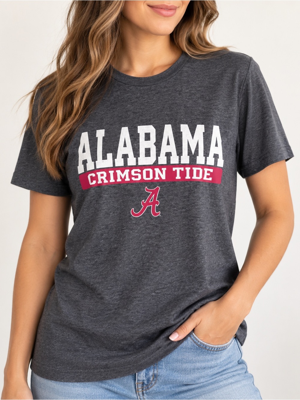 Alabama Crimson Tide Anvil Gray Graphic T-Shirt Roll Tide Size M